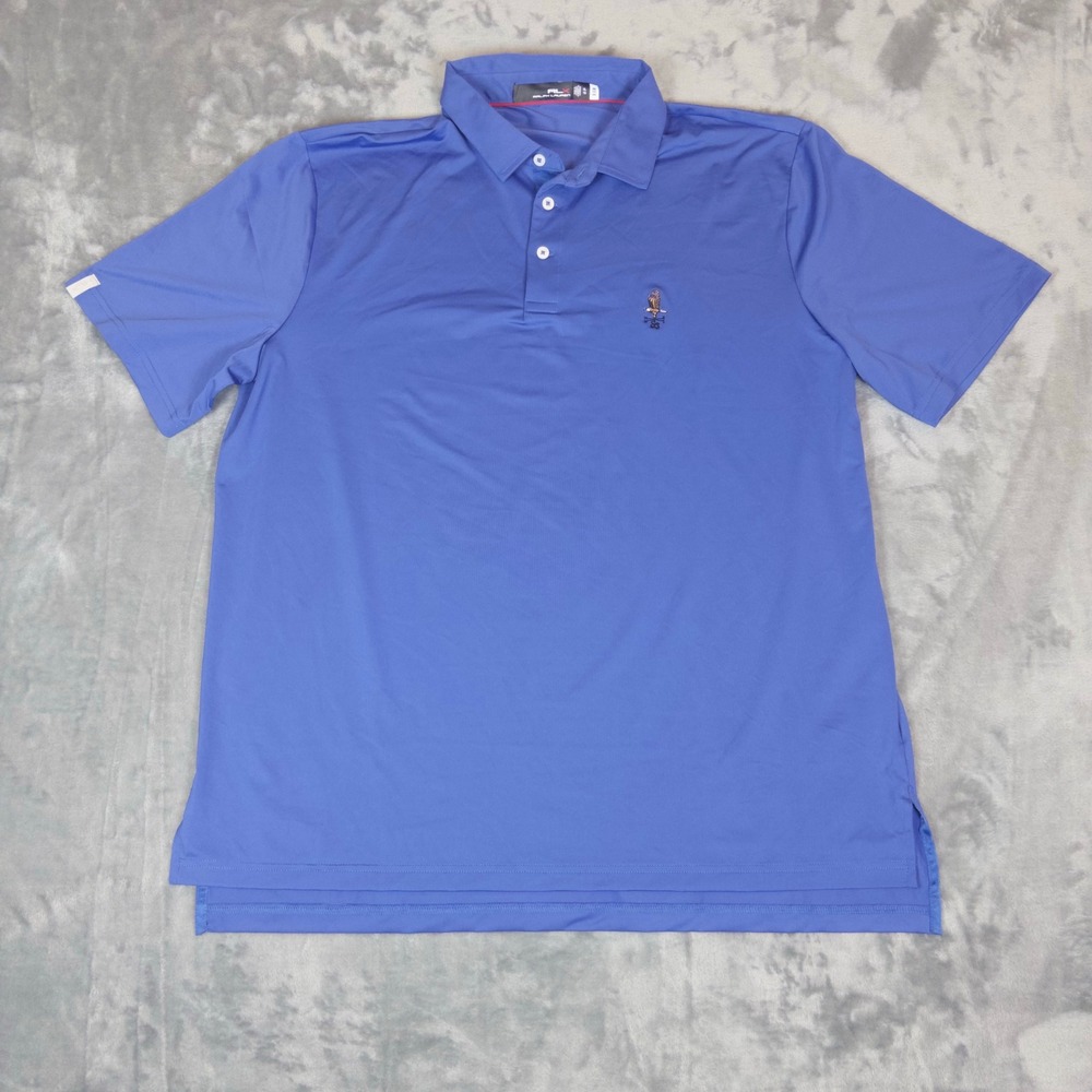 RLX Ralph Lauren Polo Shirt Mens XL Blue Eagle Weather Vane Performance Golf